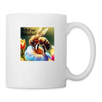 Bee on flower. Protect our bees sustainably! - Mug - white - Right