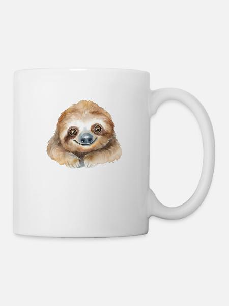 Faultier Wasserfarben Aquarell - Tasse - Weiß