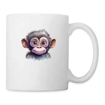 Affe Aquarell Zeichnung - Tasse - Weiß - Rechts