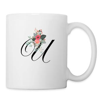 Brief u blumig - Tasse - Weiß - Rechts