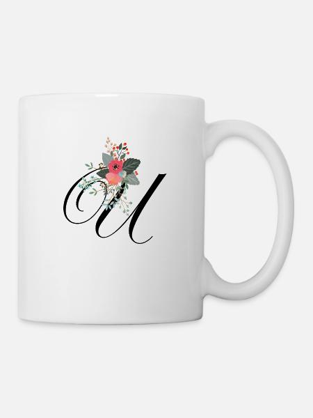 Brief u blumig - Tasse - Weiß