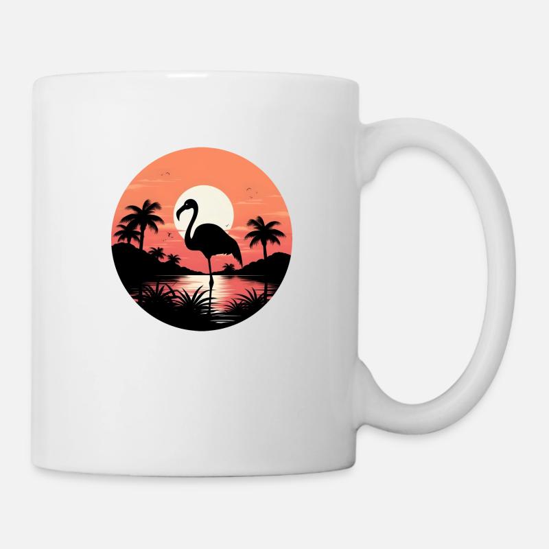 Flamant rose tropical - Mug blanc - blanc