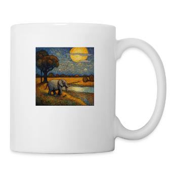 Elephant walks at night - Mug - white - Right