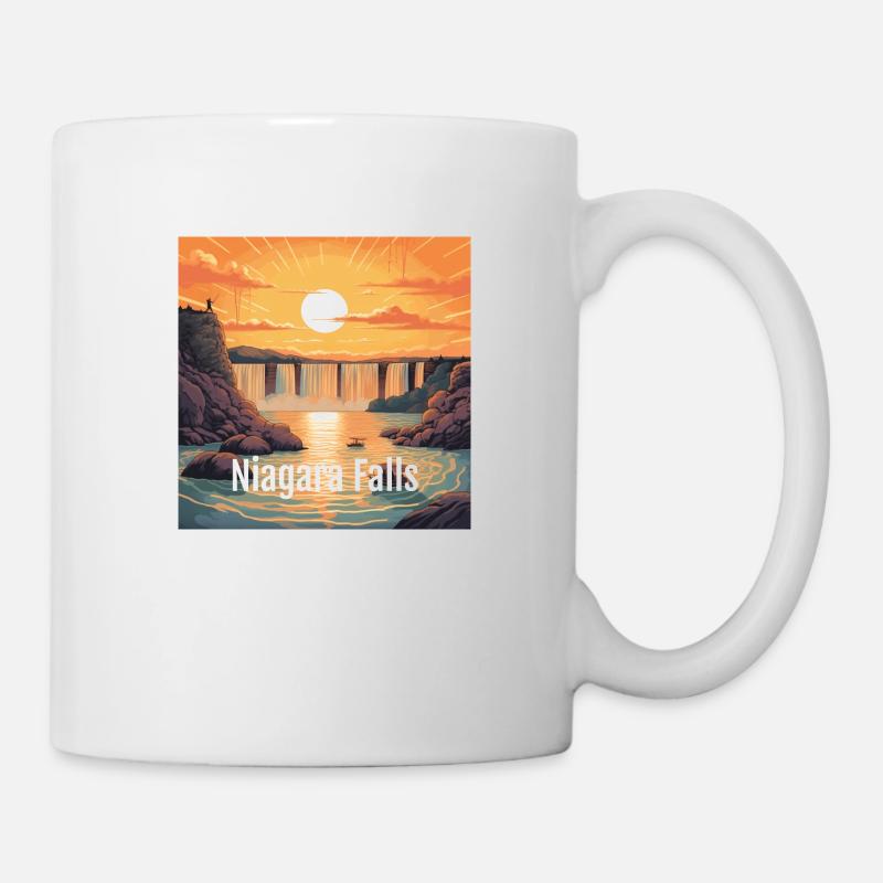 Coucher de soleil sur les chutes du Niagara - Mug blanc - blanc