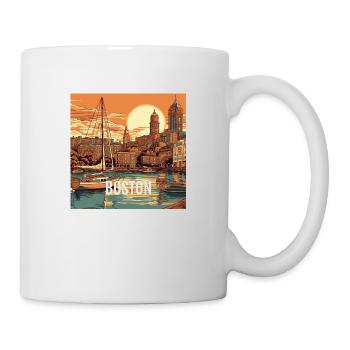 Boston bei Sonnenuntergang - Tasse - Weiß - Rechts