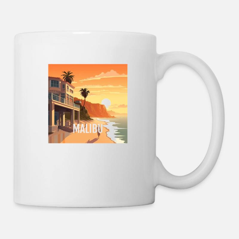 Malibu au coucher du soleil - Mug blanc - blanc