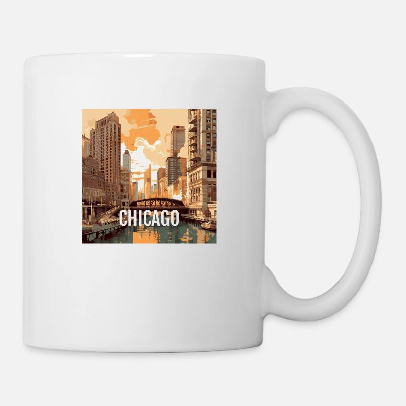 Chicago au coucher du soleil - Mug blanc - blanc