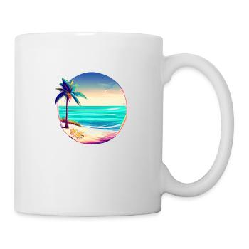 Palmen Sommerurlaub Strand Insel Sonne Palme - Tasse - Weiß - Rechts