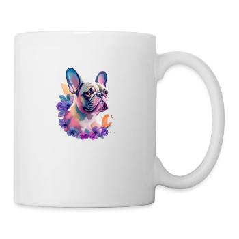 Französische Bulldogge - Tasse - Weiß - Rechts