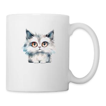 Dessin à l’aquarelle du chat des forêts norvégiennes - Mug blanc - blanc - Droite
