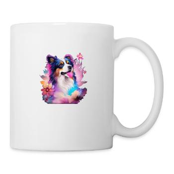 Australian Shepherd - Tasse - Weiß - Rechts