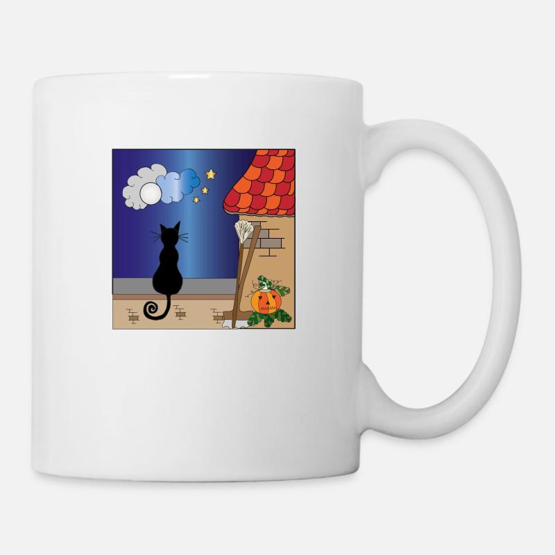 Cat on the wall colour - Mug - white