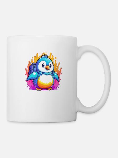Pinguin auf Wanderschaft - Tasse - Weiß