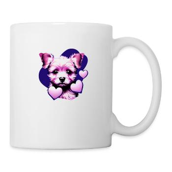 Chien propriétaire du chien Yorkshire Terrier chiot - Mug blanc - blanc - Droite