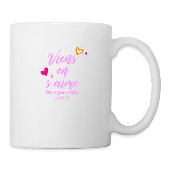 MU105 Sticker mural Viens on s aime - Mug blanc - blanc - Droite