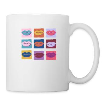 Lèvre multicolore rétro - Mug blanc - blanc - Droite
