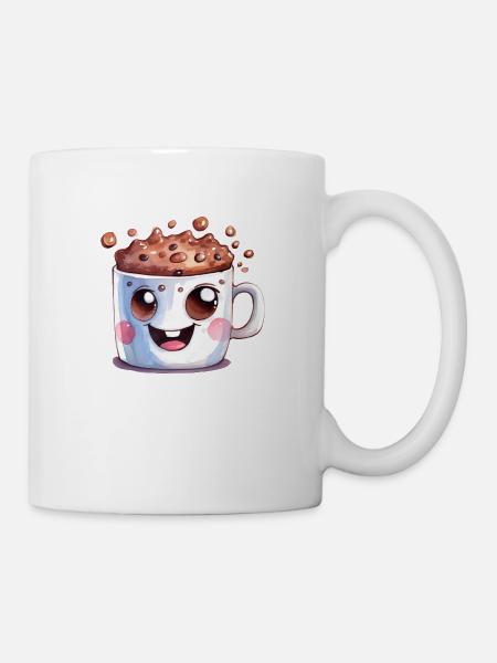 Kakao Wasserfarben Zeichnung - Tasse - Weiß