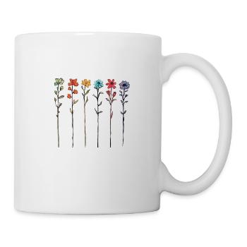 Serene lineare Blumenkunst - Tasse - Weiß - Rechts