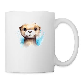 Dessin à l’aquarelle de loutre - Mug blanc - blanc - Droite