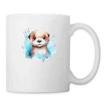 Dessin à l’aquarelle de loutre - Mug blanc - blanc - Droite