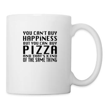 Ich kann kein Glück kaufen, aber Pizza - Tasse - Weiß - Rechts