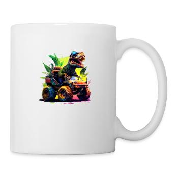 T Rex fährt Monster - Tasse - Weiß - Rechts