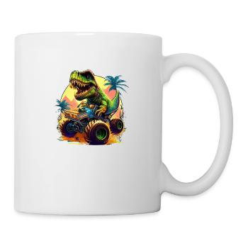 T Rex fährt Monster Truck - Tasse - Weiß - Rechts