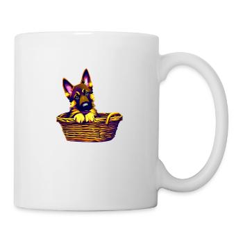 German Shepherd in basket Puppy dog owner - Mug - white - Right