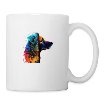 Hund im Farbrausch / Multicolor Hund - Tasse - Weiß - Rechts