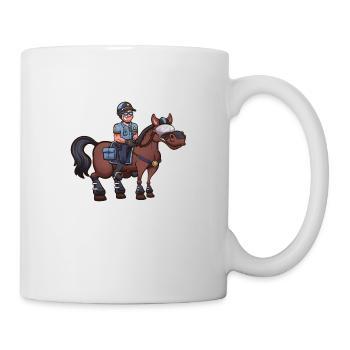 Cartoon Police Officer On Horse - Mug - white - Right