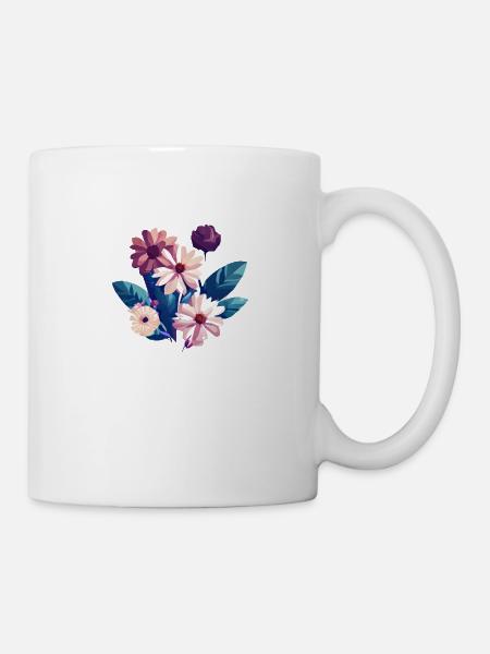 Blumen Blumenstrauß Floristik Gärtnerei - Tasse - Weiß
