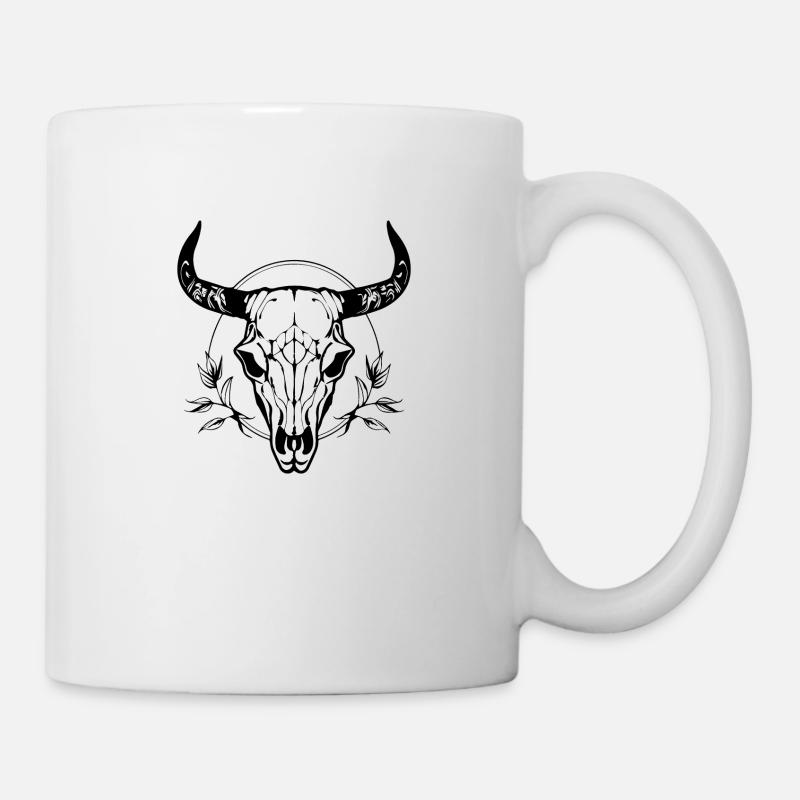 Kuh Schädel Boho - Tasse - Weiß