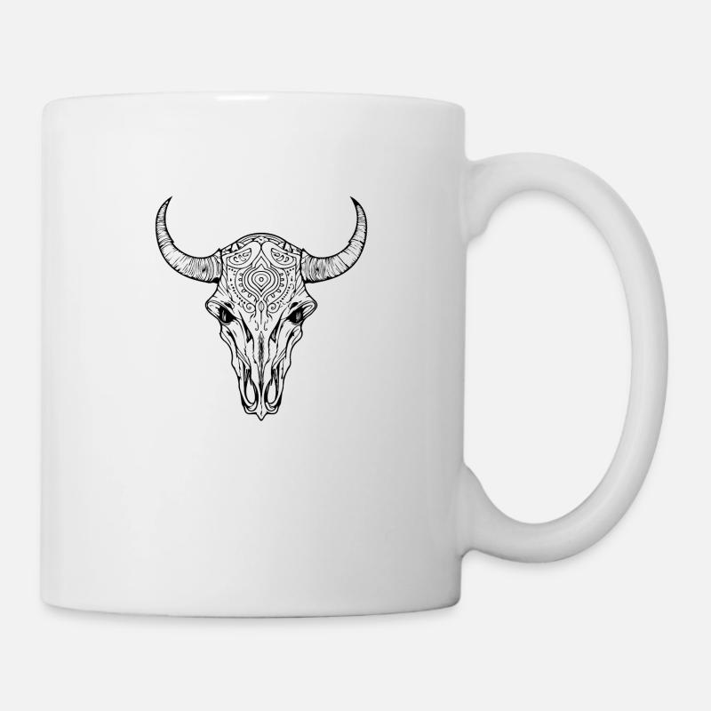 Kuh Schädel Boho - Tasse - Weiß