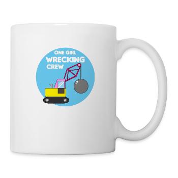 Bagger Baustelle Bauarbeiterin Mädchen I Geschenk - Tasse - Weiß - Rechts
