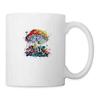 Neon - Mushrooms - Psychedelic Nature - Amanita Ma - Tasse - Weiß - Rechts