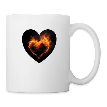 Brennendes Herz, ein Symbol für Leidenschaft - Tasse - Weiß - Rechts