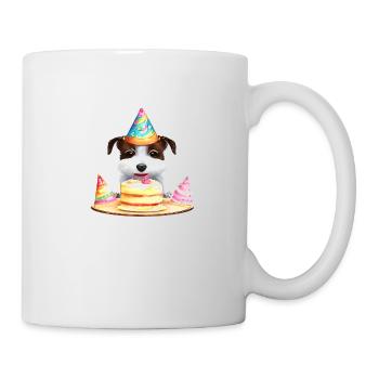 Geburtstag Hunde Geburtstagstorte Geburtstagsfeier - Tasse - Weiß - Rechts