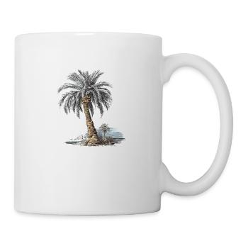 Picturesque date palm tree on a tropical beach - Mug - white - Right