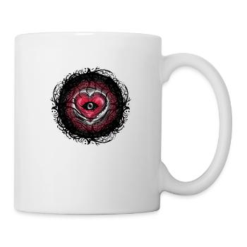 Cœur gothique rouge avec œil et vrilles noires - Mug blanc - blanc - Droite