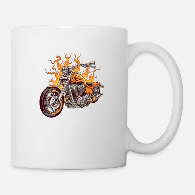 Orangefarbenes Chopper-Motorrad - Tasse - Weiß
