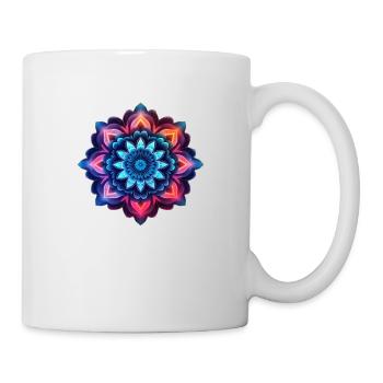 Mandala bunte Blume Neon - Tasse - Weiß - Rechts