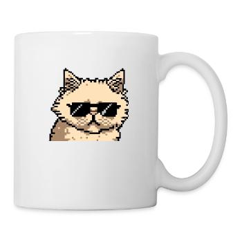 Perserkatze Negan mit Sonnenbrille in Pixelart - Tasse - Weiß - Rechts