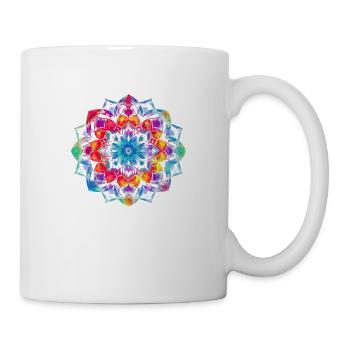 Buntes Mandala - Tasse - Weiß - Rechts