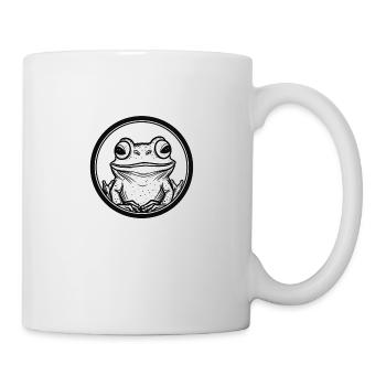 Hilarious Hop: Schwarz-weißer Funny Frog-Print - Tasse - Weiß - Rechts