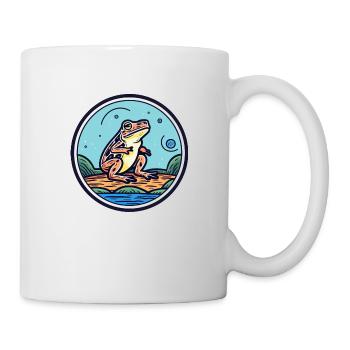 Kosmische Amphibie: Farbenfroher trippiger Frosch - Tasse - Weiß - Rechts