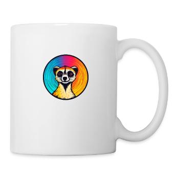 Aurora Borealis Delight: Bunte Erdmännchen-Karikatur - Tasse - Weiß - Rechts