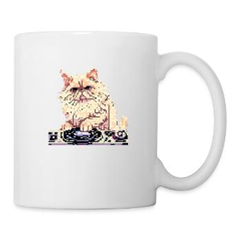 Perserkatze DJ Negan in Pixelart - Tasse - Weiß - Rechts