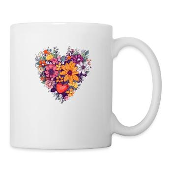 Herz aus Blumen - Tasse - Weiß - Rechts