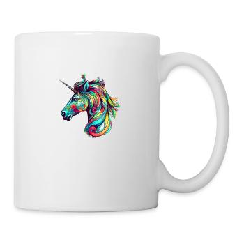 Licorne colorée - Chemise coeur - Mug blanc - blanc - Droite