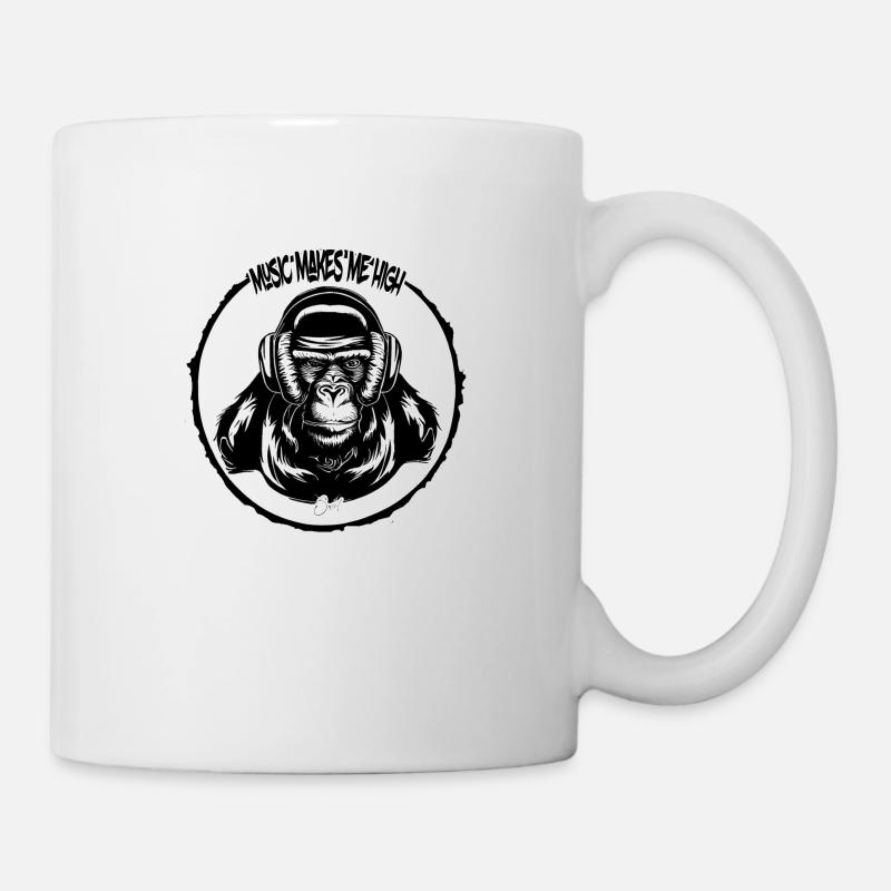 Musik macht mich high Affe - Tasse - Weiß